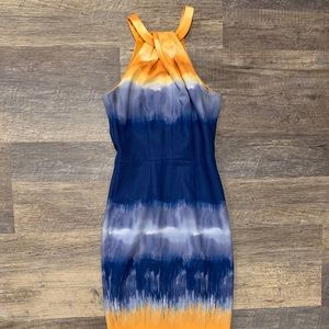 Blue and Yellow Dip Dye Body Con Dress